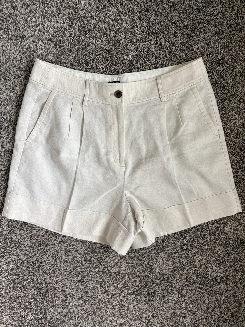 J. Crew Cream High-Waist Tailored Linen Shorts. Sz 12